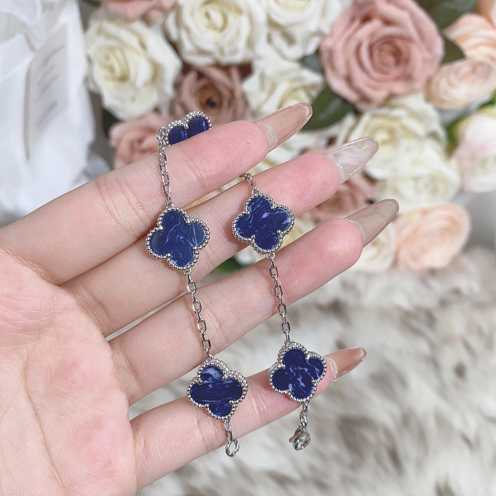 ˇGilded EraˇCLOVER 5 MOTIF PIETERSITE SILVER BRACELET