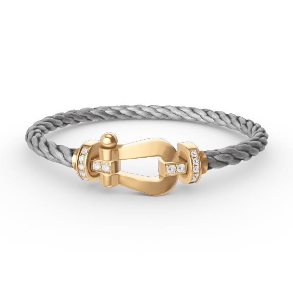ˇGilded EraˇFORCE LARGE HORSESHOE HALF DIAMOND BRACELET GOLD