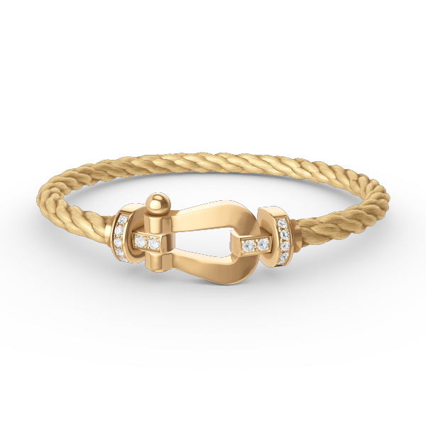 ˇGilded EraˇFORCE LARGE HORSESHOE HALF DIAMOND BRACELET GOLD