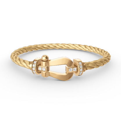 ˇGilded EraˇFORCE LARGE HORSESHOE HALF DIAMOND BRACELET GOLD