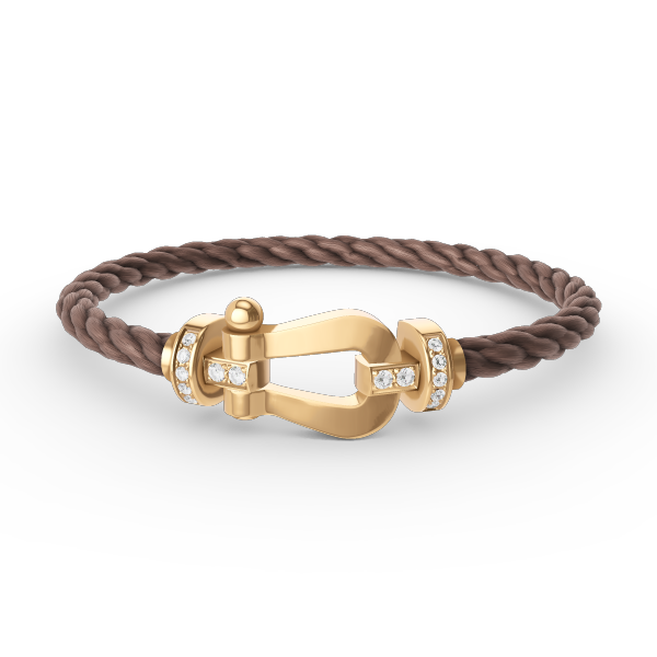 ˇGilded EraˇFORCE LARGE HORSESHOE HALF DIAMOND BRACELET GOLD