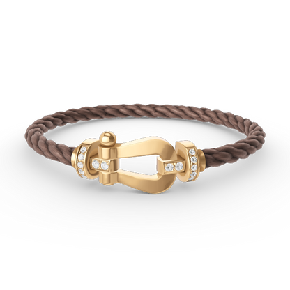 ˇGilded EraˇFORCE LARGE HORSESHOE HALF DIAMOND BRACELET GOLD