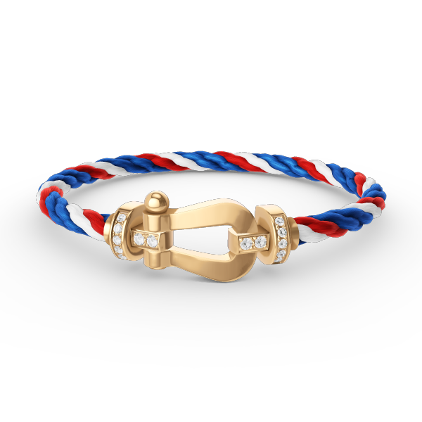 ˇGilded EraˇFORCE LARGE HORSESHOE HALF DIAMOND BRACELET GOLD