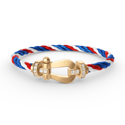 ˇGilded EraˇFORCE LARGE HORSESHOE HALF DIAMOND BRACELET GOLD