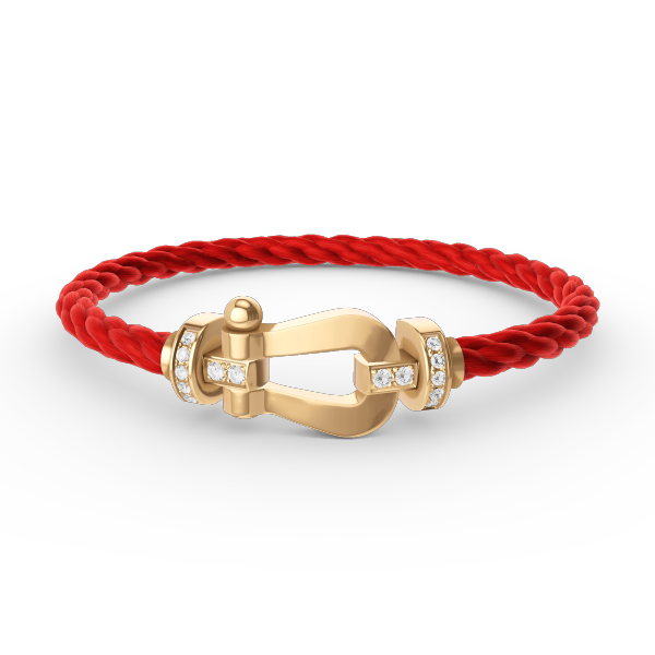 ˇGilded EraˇFORCE LARGE HORSESHOE HALF DIAMOND BRACELET GOLD