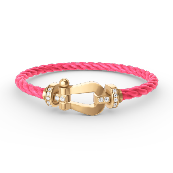 ˇGilded EraˇFORCE LARGE HORSESHOE HALF DIAMOND BRACELET GOLD