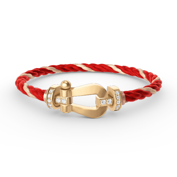 ˇGilded EraˇFORCE LARGE HORSESHOE HALF DIAMOND BRACELET GOLD