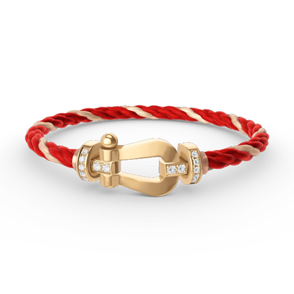 ˇGilded EraˇFORCE LARGE HORSESHOE HALF DIAMOND BRACELET GOLD