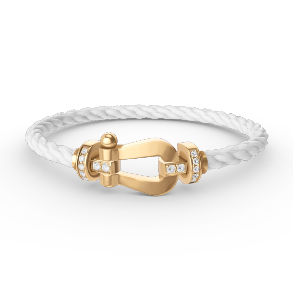 ˇGilded EraˇFORCE LARGE HORSESHOE HALF DIAMOND BRACELET GOLD