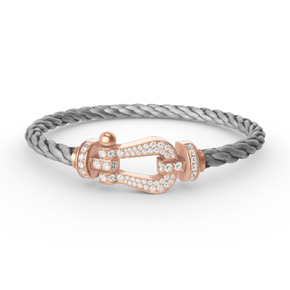 ˇGilded EraˇFORCE LARGE HORSESHOE FULL DIAMOND BRACELET ROSE GOLD