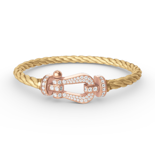 ˇGilded EraˇFORCE LARGE HORSESHOE FULL DIAMOND BRACELET ROSE GOLD