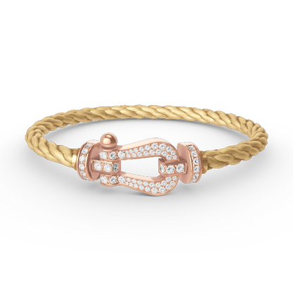 ˇGilded EraˇFORCE LARGE HORSESHOE FULL DIAMOND BRACELET ROSE GOLD