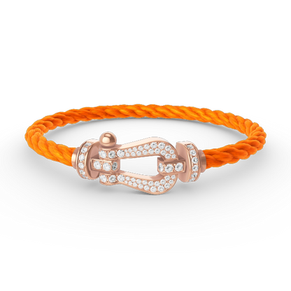 ˇGilded EraˇFORCE LARGE HORSESHOE FULL DIAMOND BRACELET ROSE GOLD