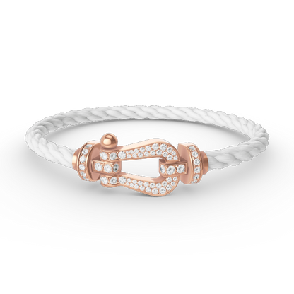 ˇGilded EraˇFORCE LARGE HORSESHOE FULL DIAMOND BRACELET ROSE GOLD