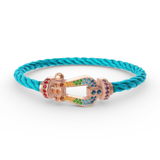 ˇGilded EraˇFORCE LARGE HORSESHOE  COLORED DIAMOND BRACELET ROSE GOLD