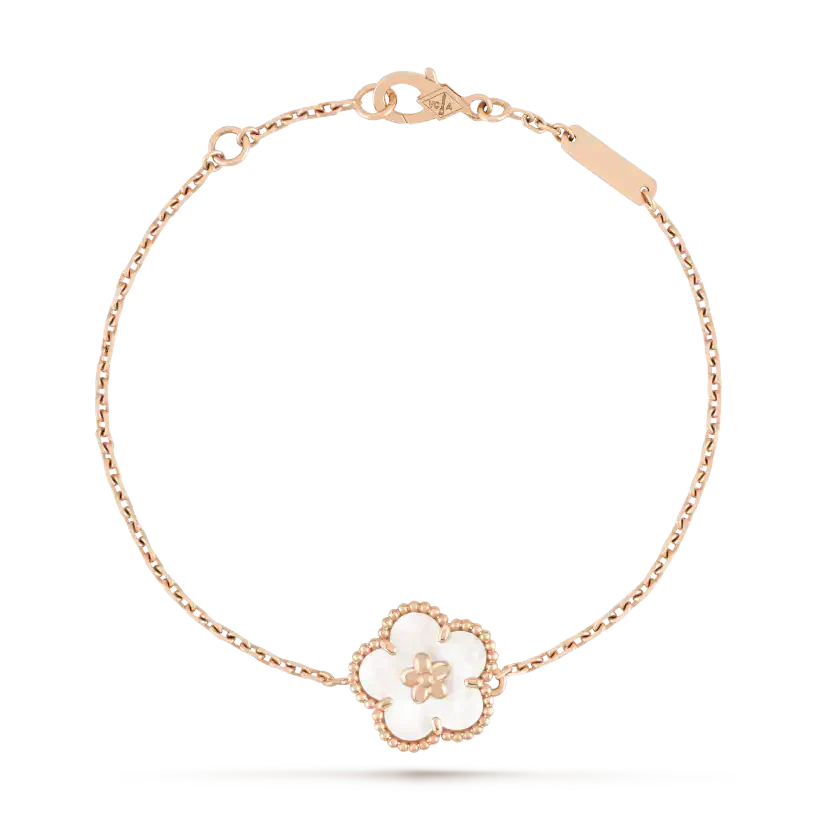 ˇGilded EraˇLUCKY WHITE MOP PLUM BLOSSOM  BRACELET
