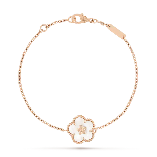 ˇGilded EraˇLUCKY WHITE MOP PLUM BLOSSOM  BRACELET