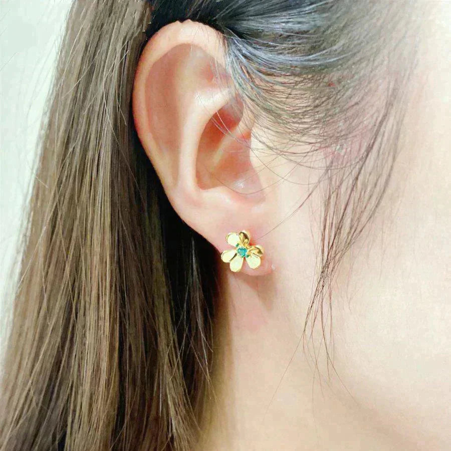 ˇGilded EraˇFRIVOLE  FLOWER MALACHITE EARRINGS