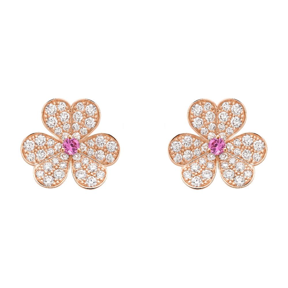 ˇGilded EraˇFRIVOLE PINK GOLD FLOWER DIAMOND EARRINGS