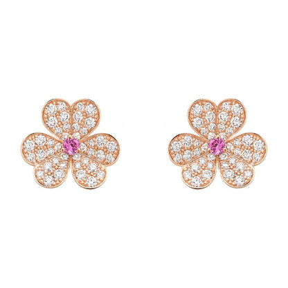 ˇGilded EraˇFRIVOLE PINK GOLD FLOWER DIAMOND EARRINGS