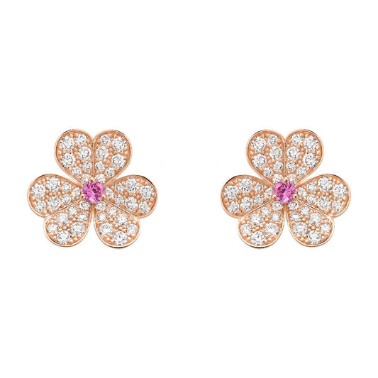 ˇGilded EraˇFRIVOLE PINK GOLD FLOWER DIAMOND EARRINGS