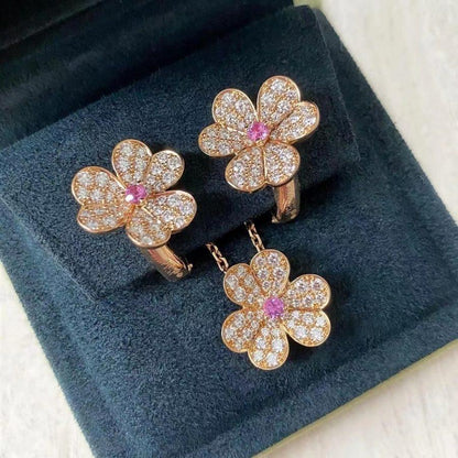 ˇGilded EraˇFRIVOLE PINK GOLD FLOWER DIAMOND EARRINGS