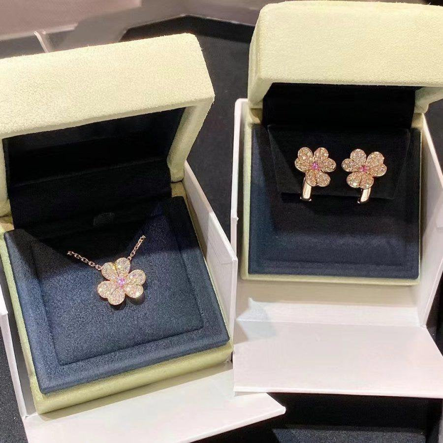 ˇGilded EraˇFRIVOLE PINK GOLD FLOWER DIAMOND EARRINGS