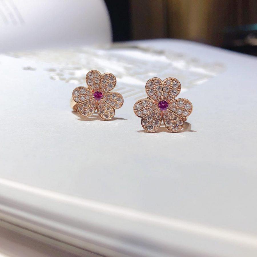 ˇGilded EraˇFRIVOLE PINK GOLD FLOWER DIAMOND EARRINGS