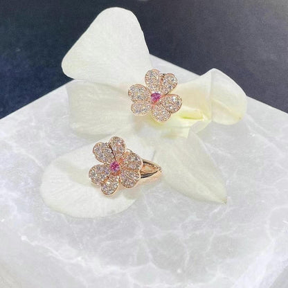ˇGilded EraˇFRIVOLE PINK GOLD FLOWER DIAMOND EARRINGS