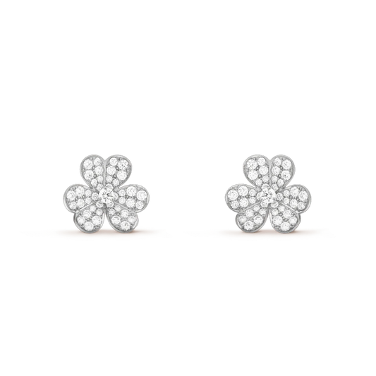 ˇGilded EraˇFRIVOLE SILVER FLOWER DIAMOND EARRINGS
