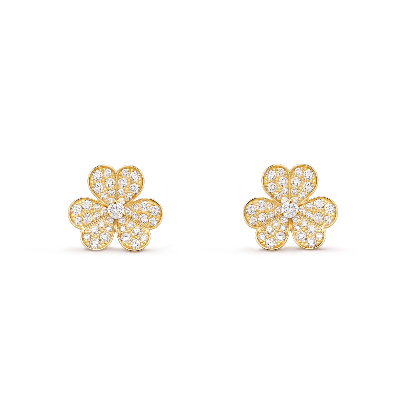 ˇGilded EraˇFRIVOLE GOLD FLOWER DIAMOND EARRINGS