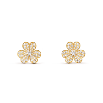 ˇGilded EraˇFRIVOLE GOLD FLOWER DIAMOND EARRINGS
