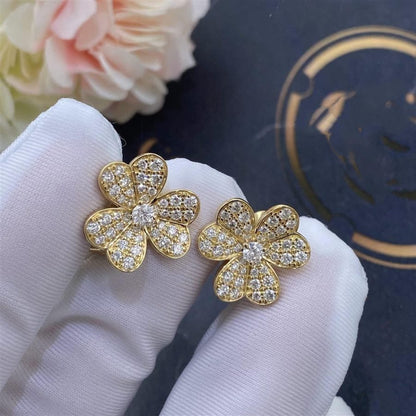 ˇGilded EraˇFRIVOLE GOLD FLOWER DIAMOND EARRINGS