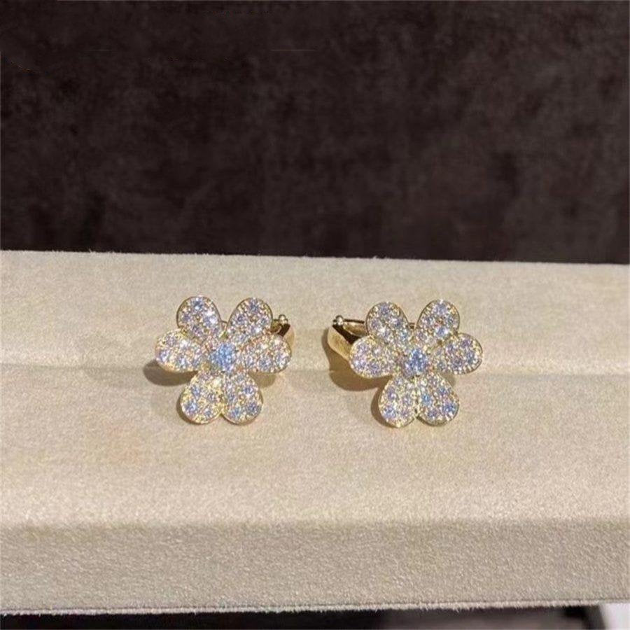 ˇGilded EraˇFRIVOLE GOLD FLOWER DIAMOND EARRINGS