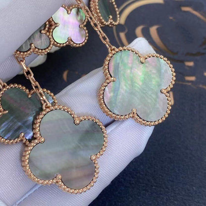 ˇGilded EraˇCLOVER EARRINGS DARK MOP 4 MOTIFS ROSE GOLD