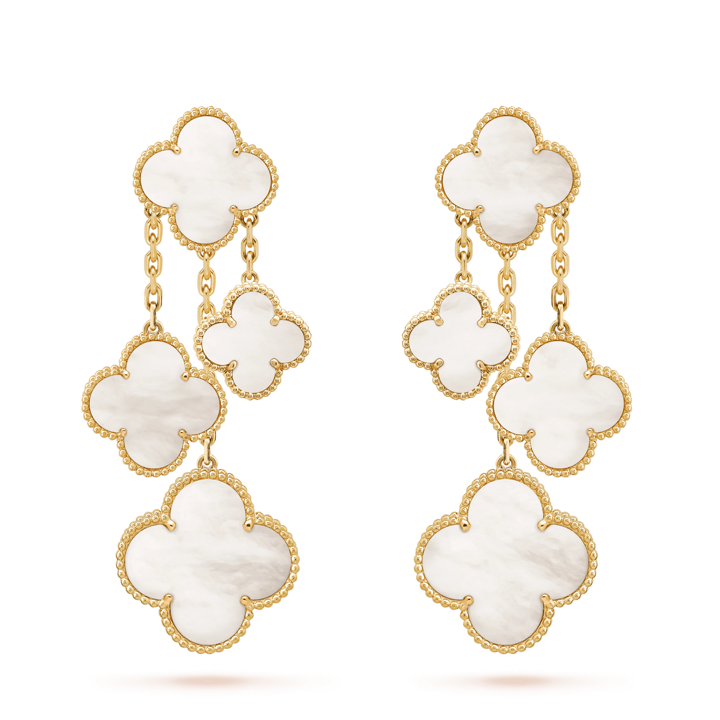 ˇGilded EraˇCLOVER EARRINGS WHITE MOP 4 MOTIFS GOLD