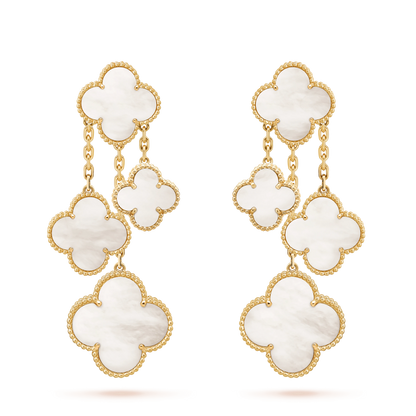ˇGilded EraˇCLOVER EARRINGS WHITE MOP 4 MOTIFS GOLD