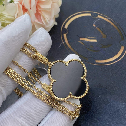 ˇGilded EraˇCLOVER 25MM GOLD ONYX BIG CLOVER NECKLACE