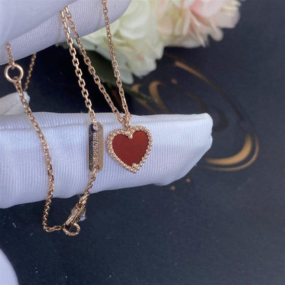 ˇGilded EraˇSWEET CLOVER CARNELIAN HEART NECKLACE