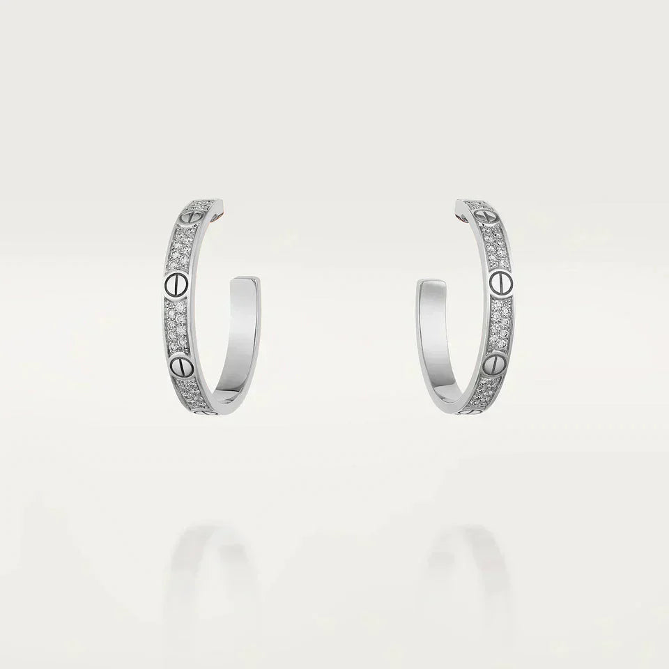 ˇGilded EraˇLOVE DIAMOND SILVER HOOP EARRINGS