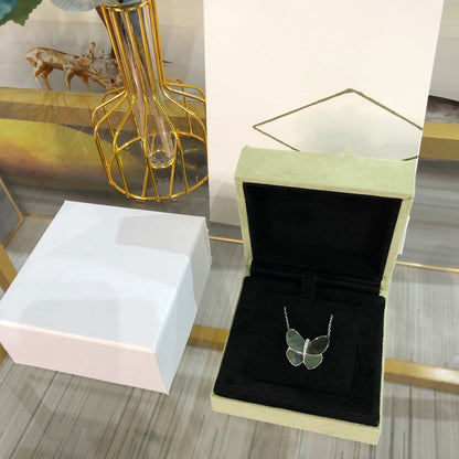 ˇGilded EraˇLARGE BUTTERFLY SILVER PENDANT DIAMOND NECKLACE
