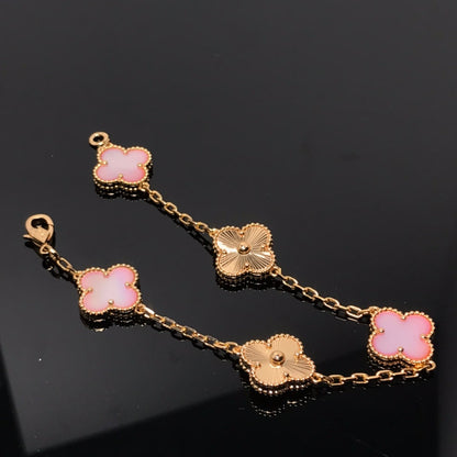 ˇGilded EraˇCLOVER BRACELET 5 MOTIF PINK AND PINK GOLD