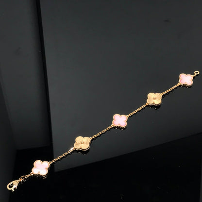 ˇGilded EraˇCLOVER BRACELET 5 MOTIF PINK AND PINK GOLD