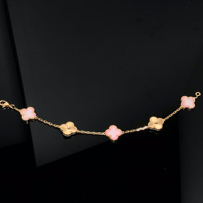 ˇGilded EraˇCLOVER BRACELET 5 MOTIF PINK AND PINK GOLD