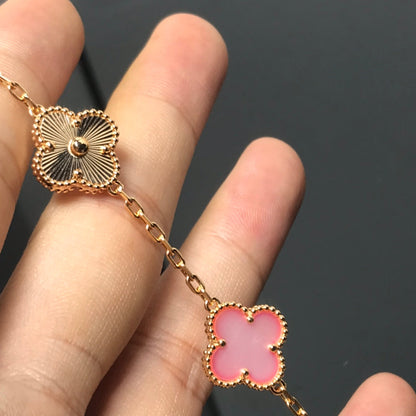ˇGilded EraˇCLOVER BRACELET 5 MOTIF PINK AND PINK GOLD