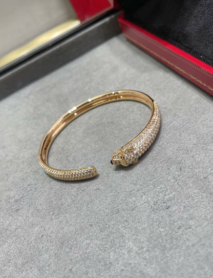 ˇGilded EraˇPANTHERE FULL DIAMOND OPEN BRACELET
