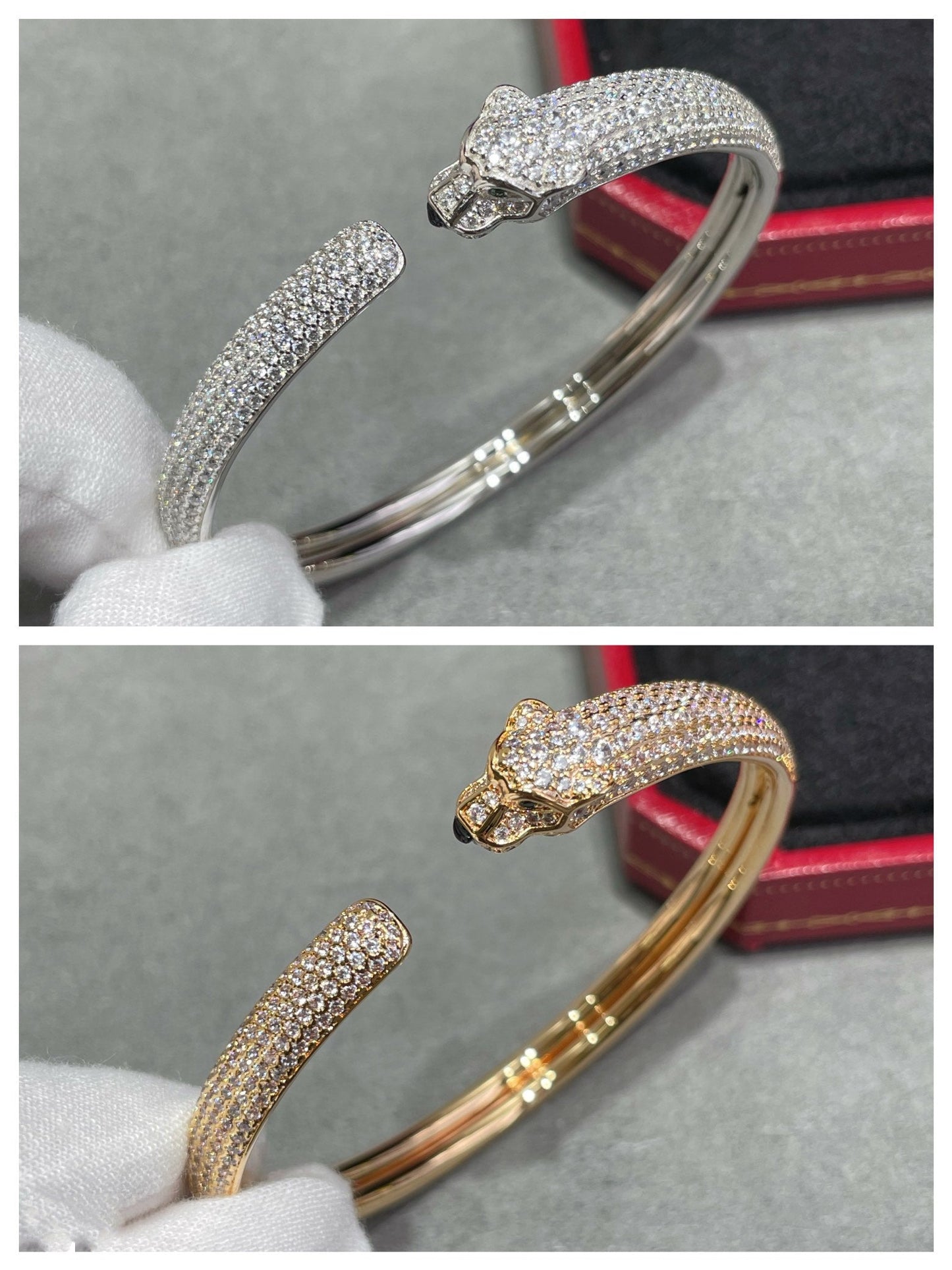 ˇGilded EraˇPANTHERE FULL DIAMOND OPEN BRACELET