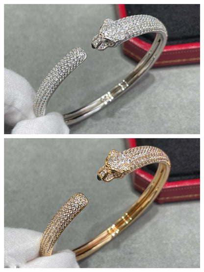 ˇGilded EraˇPANTHERE FULL DIAMOND OPEN BRACELET