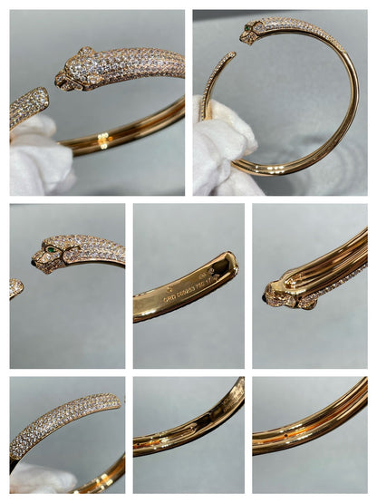 ˇGilded EraˇPANTHERE FULL DIAMOND OPEN BRACELET