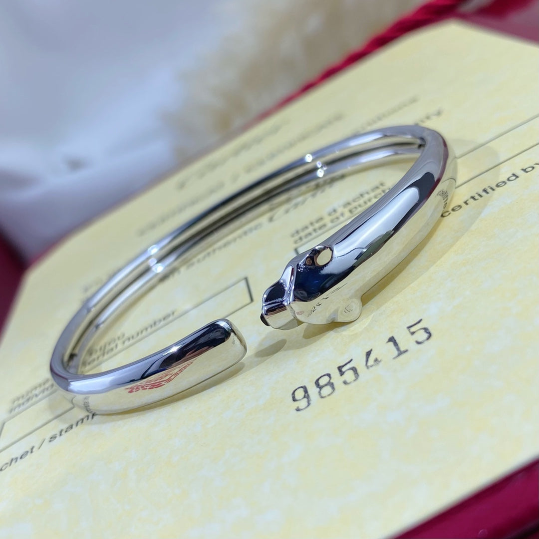 ˇGilded EraˇPANTHERE SILVER OPEN BRACELET